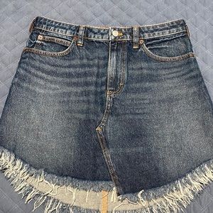 Free People Jean Frayed midi skirt